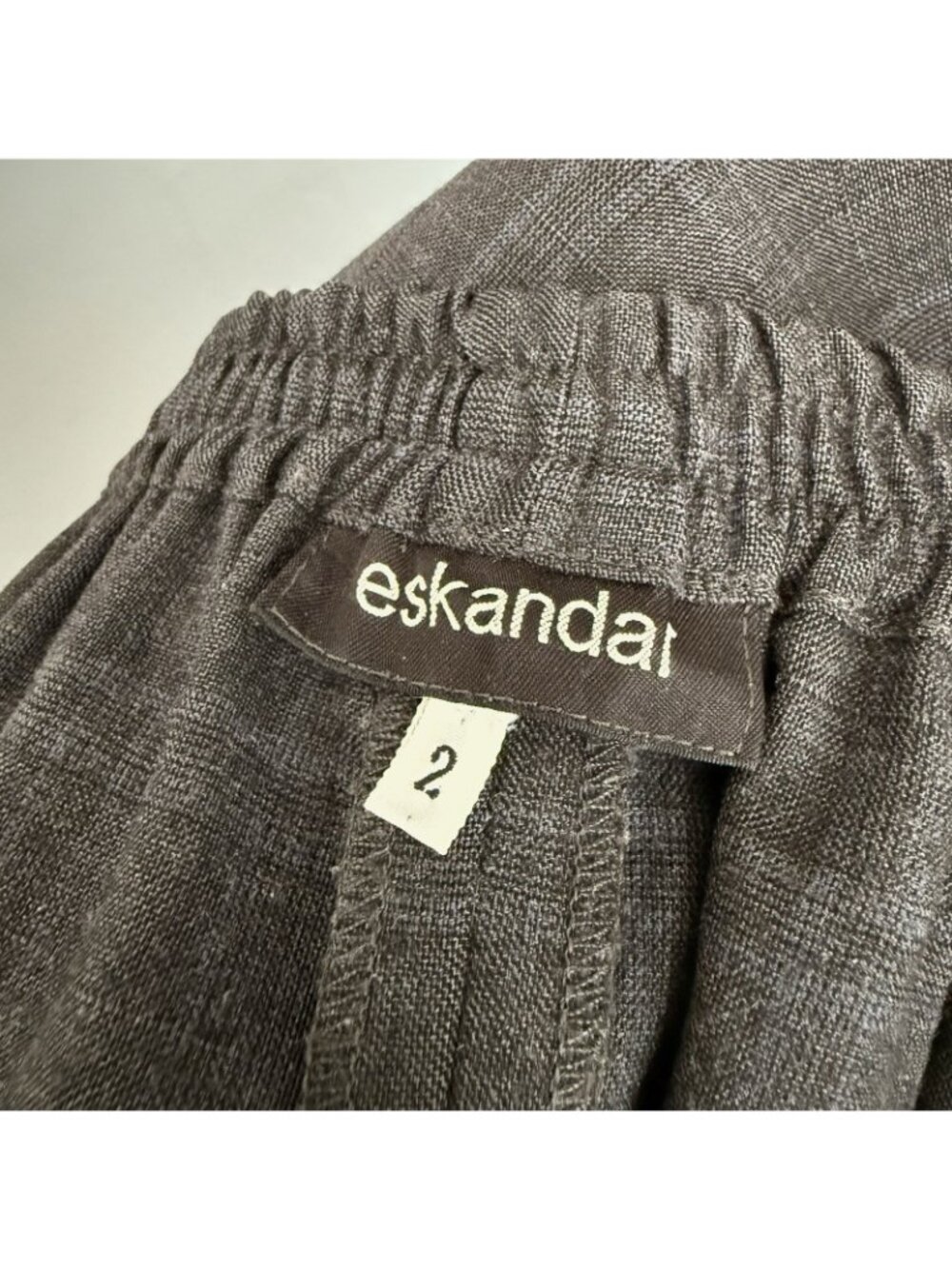 Eskandar Plaid Gray/Blue Wool Cashmere Pull On Trouser Pants Lagenlook Pockets - Picture 5 of 7